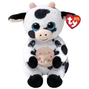 Ty Herdly Kuh Beanie Bellies 14cm Plus Animal de Plus cu Ochi Stralucitori