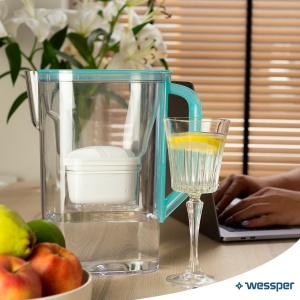 Ulcior cu filtru de apa Wessper 2.7L pentru usa frigiderului, carafa de apa cu filtru de carbune activ, ulcior de apa compatibil cu cartusul filtrant Brita Maxtra - menta - Img 6