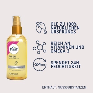 Ulei pentru ras si indepartare par Veet Expert Multi-Benefit, 100 ml, 100 naturale - Img 3
