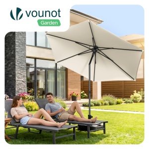 Umbrela de Soare VOUNOT 270 cm, Negru, UV 50, Design Inclinat - Img 2