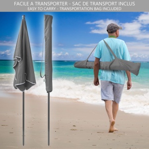 Umbrela de soare VOUNOT pentru balcon si terasa, gri, 200cm, cu protectie UV 50 - Img 5