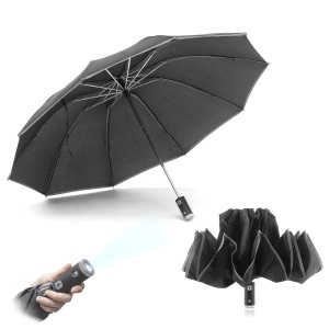 Umbrela Faltabila InnovaGoods cu LED, NegruGri, Design Inversat - Img 2