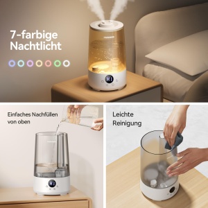 Umidificator Homvana H101 36L SilentSpray Tehnologie 16dB Aromaterapie Gri - Img 5