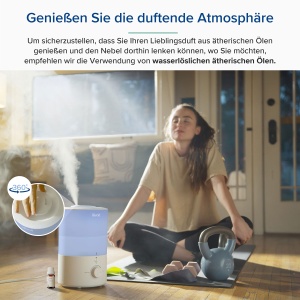 Umidificator Levoit Dual 150, Capacitate 3L, 25 Ore Functionare, Albastru - Img 5