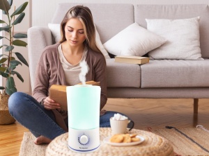 Umidificator si difuzor aromaterapie Beper 70.401, 2.4L, 30W, LED 7 culori, Alb - Img 6