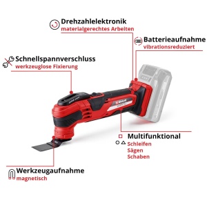 Unealta multifunctionala cu acumulator Einhell VARRITO Power X-Change (Li-Ion, 18 V, 22.000 pana la 40.000 min-1, electronica de viteza, blocare cu eliberare rapida, suport magnetic pentru scule, fara baterie si incarcator) - Img 3