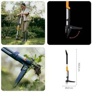 Unelte de gradinarit Fiskars X-Series Unkrautstecher, 120 cm, D-Grip, NegruPortocaliu - Img 3