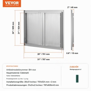 Usa de acces pentru exterior VEVOR BH-010, din otel inoxidabil, 787 x 609 mm - Img 7