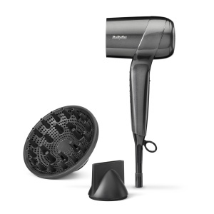 Uscator de par BaByliss Titanium Shine 1600W, compact, cu difuzor, argintiu - Img 1