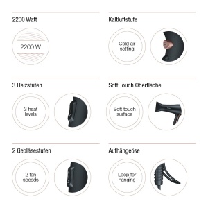 Uscator de par Beurer HC 30 cu duza profesionala, 2200 wati, 3 setari de caldura si 2 niveluri de ventilator - Img 4