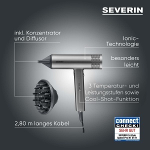 Uscator de par Severin HT 0171 2000W Motor BLDC Tehnologie Ionic Anthracit - Img 2
