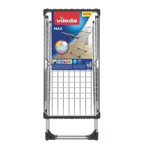 Uscator de rufe Vileda Max din inox pliabil pentru interior si exterior cu roti si accesorii practice - Img 2
