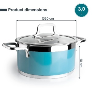 Vas pentru cuptor Lacor 15520 Ocean, 20cm, 3L, inox 1810, albastru - Img 2