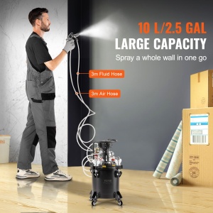 Vas sub presiune VEVOR pentru vopsea spray, vas sub presiune complet automat de 10 litri cu functie de agitare, presiune reglabila de 70 psi, vas sub presiune, rezervor de vopsea cu pistol de pulverizare si furtunuri, pentru vopsire etc. - Img 3