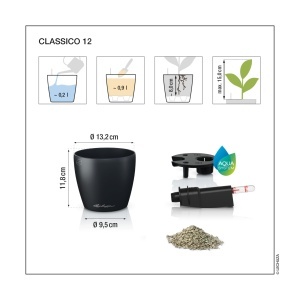 Vaza cu sistem de udare LECHUZA CLASSICO Color 12 Muskat, 13 x 12 cm - Img 3