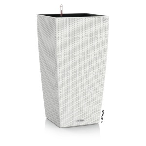 Vaza pentru plante Lechuza CUBICO Cottage 30, alba, 30 x 30 x 56 cm, sistem de udare