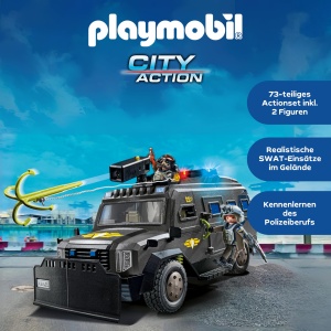 Vehicul de interventie Playmobil 71144 SWAT cu lumini si sunete 73 piese - Img 3