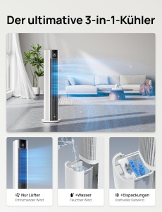 Ventilator cu turbina DREO, 110 cm, 6L, control APP, alb - Img 5
