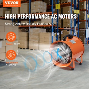 Ventilator de constructie VEVOR BT-SHT12A-U(S)10, 367W, 2800 RPM, 4373 m3h - Img 2