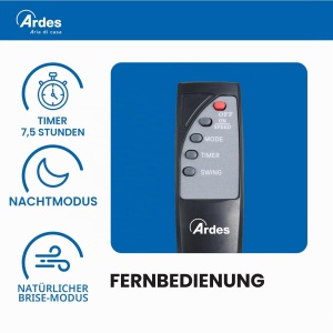 Ventilator de perete Ardes AR5W40R, 50W, 40 cm, negru, cu telecomanda - Img 5