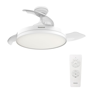 Ventilator de tavan Taurus Fresko HideGo, motor ultra-silentios, LED 36 W, alb