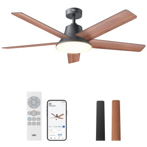 Ventilator Decken Inteligent DREO cu Lumina, 132 cm, 12 Viteze, Negru