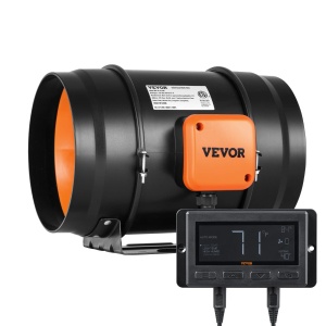 Ventilator inline VEVOR 807 CFM, motor EC silentios, reglaj umiditate si temperatura