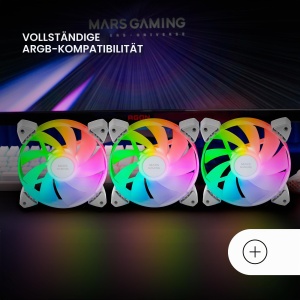 Ventilator PC Mars Gaming MF-3AR, 120mm, 360 ARGB, FDB, Alb - Img 5