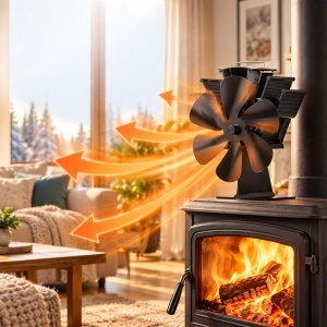 Ventilator pentru Camin Relaxdays HBT, 21.5x17x11cm, Negru, Eficient - Img 5