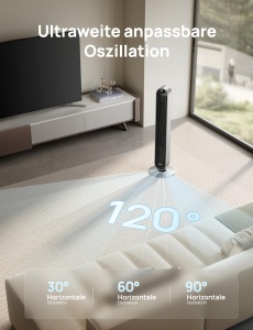 Ventilator turn inteligent silentios Dreo de 25 dB cu control vocal, ventilator WiFi Alexa, control APP, ventilator oscilant in picioare la 120 deg, 12 viteze, 4 moduri, cronometru de 12 ore, Pilot Max S - Img 4
