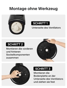 Ventilator turn Pelonis 76 cm 3 viteze timer 8 ore design compact negru - Img 9