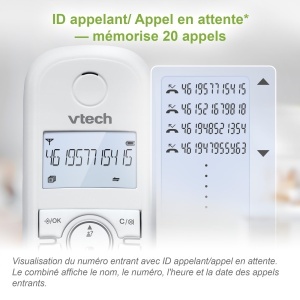 (versiunea franceza) VTech CS1501 Telefon DECT fara fir cu doua telefoane, blocare apeluri, identificare apelant/apel in asteptare, difuzor, afisaj iluminat din spate si tastatura iluminata din spate - Img 7