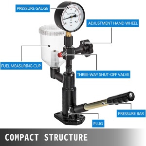 VEVOR 600 Bar Echipament de testare a injectorului 0.8L Manometru de combustibil, duza injector Echipament de testare la scara dubla Injectoare Tester Dispozitiv de diagnosticare in motor diesel - Img 5