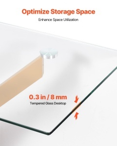 VEVOR Consola din sticla 114 cm blat din sticla securizata picioare metalice in forma X - Img 5