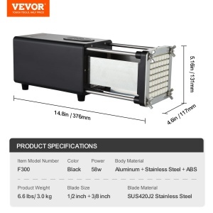 VEVOR F300 Electric Cartofisor cu Lame din Otel Inoxidabil si Baza Anti-Alunecare - Img 7