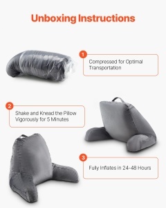 VEVOR Perna de citit XSHRP002 Gri Memory Foam 3 buzunare ergonomic - Img 2