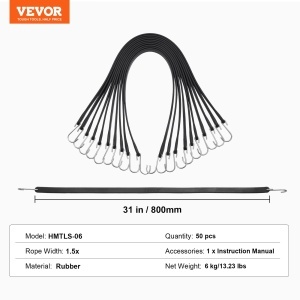VEVOR Set 50 Curele Elastice cu S-Hook din Otel 81 cm Culoare Negru - Img 7