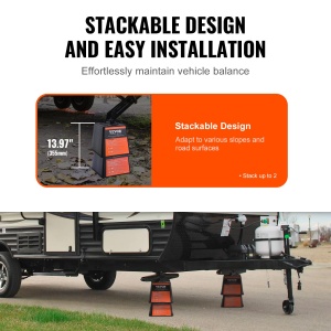 VEVOR Trailer Jack Block RV Accesorii de calatorie, pachet de 4 cricuri cu capacitate de 2721 kg per bloc de nivelare RV, pentru fiecare cric, stalp, picior si roata - Img 5