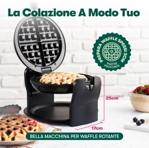 Waffeisen Bella Rotativ Belgian Placi Antiaderente Grad de Rumeneala Reglabil Negru - Img 2
