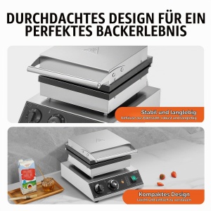 Waffle Iron VEVOR HT-2210 2000W din inox, 2 Waffe, antiaderent - Img 5