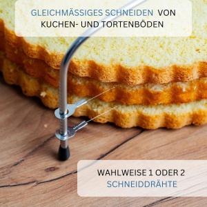 Westmark 1 Cake Layer Separator cu 2 fire de taiere zimtate 1 palet unghiular 395 cm otel inoxidabil lungime 32 cm Simplex Duo argintiunegru 716022E9 - Img 4