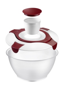 Westmark Salamand/Bol cu manere de transport si recipient pentru dressing, Capacitate: 6,5 litri, Plastic, Praktika, Transparent/Alb/Rosu, 2422227R - Img 3