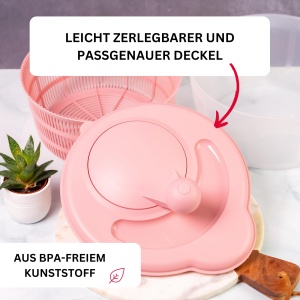 Westmark Salatschleuder Fortuna 5 Litri TransparentRoz BPA-Free - Img 3