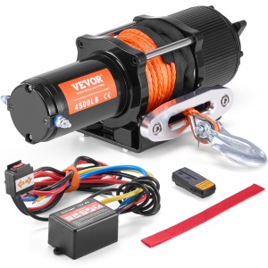 Winch Electric VEVOR P4000-1D, Capacitate 2041 kg, Motor 12V DC, IP55