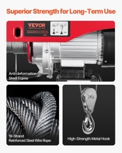 Winch electric VEVOR PA600, 600 kg, 100 m telecomanda, 12 m inaltime ridicare - Img 5