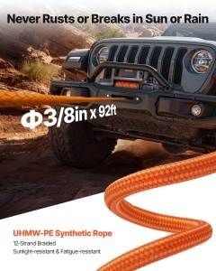 Winch Electrica VEVOR 6100 kg, 12 V, cu Sfoara Sintetica de 28 m - Img 4