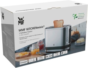 WMF Kitchen Minis, prajitor de paine cu 1 felie, fanta lunga, paine prajita XXl, mini prajitor de paine cu atasament pentru chifle, 7 niveluri de rumenire, protectie la supraincalzire 600W, otel inoxidabil mat - Img 8