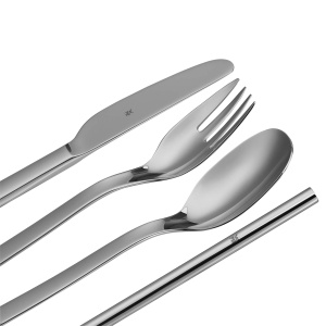 WMF my2Go, Otel inoxidabil, Set tacamuri 8 piese, Set tacamuri de calatorie in aer liber 1 persoana, Tacamuri de camping cu carcasa, Tacamuri de drumetie ecologice, paie, perie de curatare, accesorii de camping cadou - Img 6