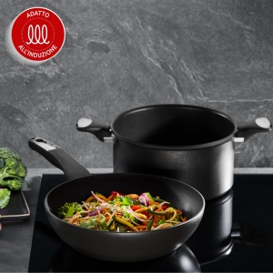 Wok Antiaderent Lagostina Intensive Pro, 28 cm, cu Acoperire Titan, Kratzfest - Img 3