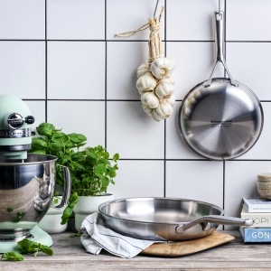 Wok din otel inoxidabil KitchenAid MultiPly, 28 cm, cu capac din sticla - Img 3